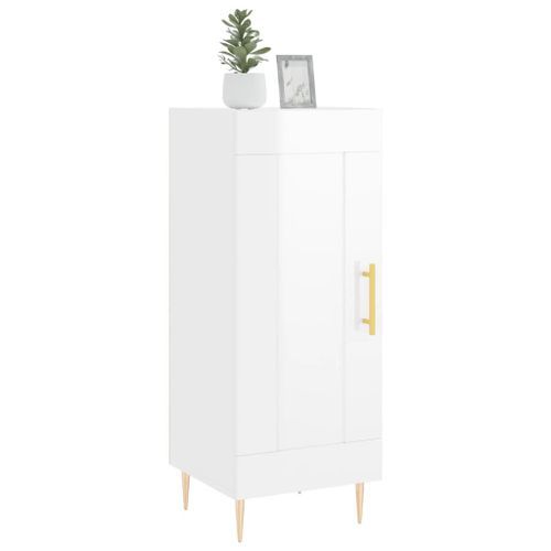 Buffet Blanc brillant 34,5x34x90 cm Bois d'ingénierie - Photo n°3; ?>