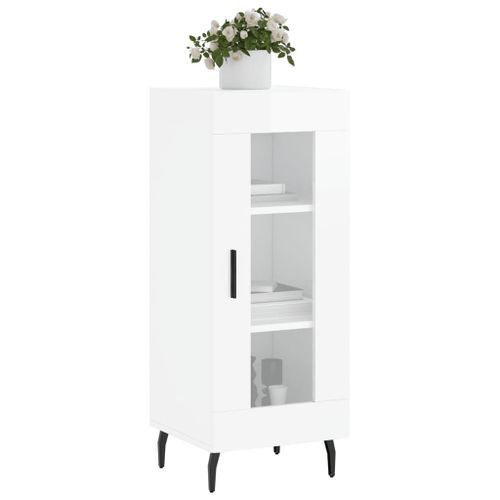 Buffet Blanc brillant 34,5x34x90 cm Bois d'ingénierie - Photo n°3; ?>