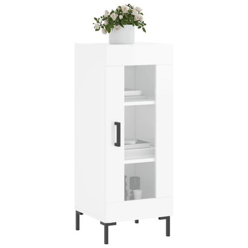 Buffet Blanc brillant 34,5x34x90 cm Bois d'ingénierie - Photo n°3; ?>