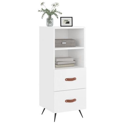 Buffet Blanc brillant 34,5x34x90 cm Bois d'ingénierie - Photo n°3; ?>