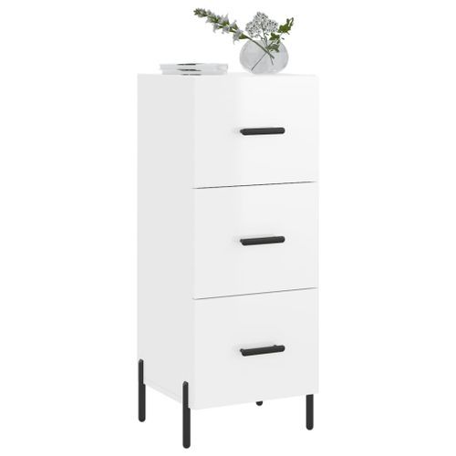 Buffet Blanc brillant 34,5x34x90 cm Bois d'ingénierie - Photo n°3; ?>