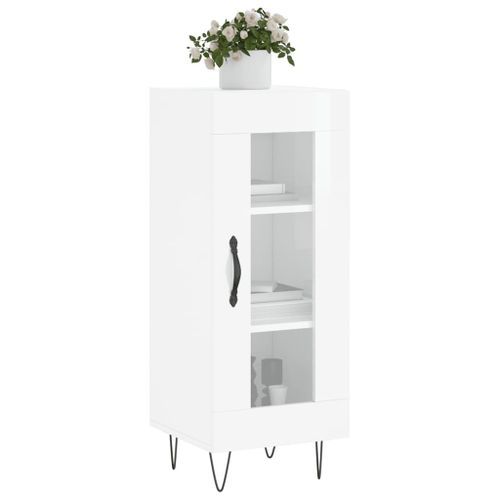 Buffet Blanc brillant 34,5x34x90 cm Bois d'ingénierie - Photo n°3; ?>