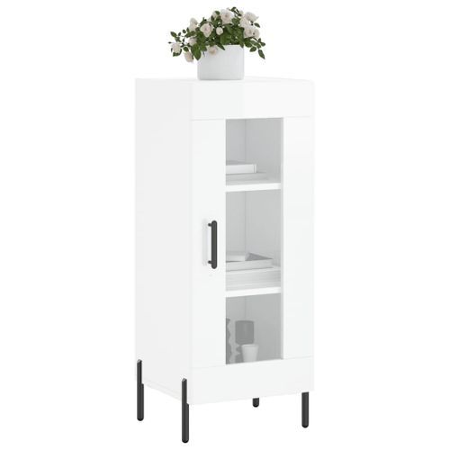 Buffet Blanc brillant 34,5x34x90 cm Bois d'ingénierie - Photo n°3; ?>