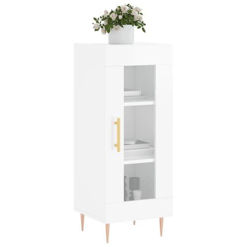 Buffet Blanc brillant 34,5x34x90 cm Bois d'ingénierie - Photo n°3; ?>