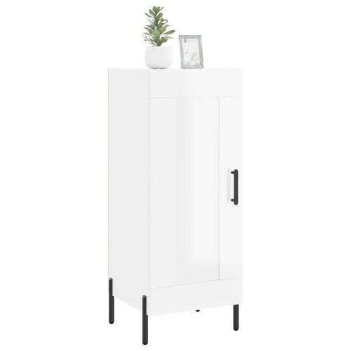 Buffet Blanc brillant 34,5x34x90 cm Bois d'ingénierie - Photo n°3; ?>