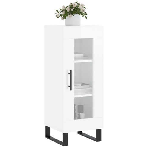 Buffet Blanc brillant 34,5x34x90 cm Bois d'ingénierie - Photo n°3; ?>