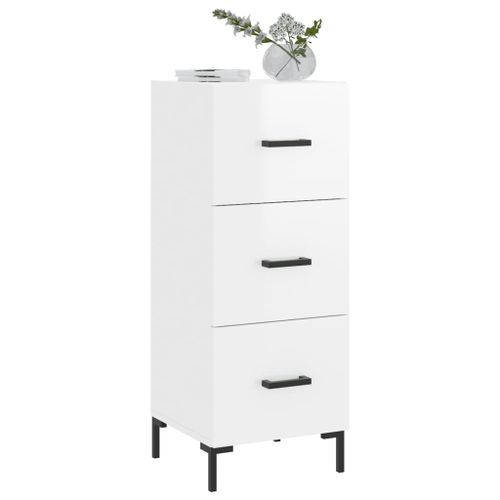 Buffet Blanc brillant 34,5x34x90 cm Bois d'ingénierie - Photo n°3; ?>