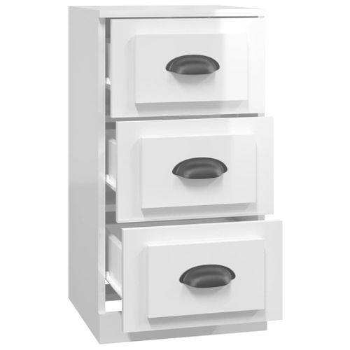 Buffet blanc brillant 36x35,5x67,5 cm bois d'ingénierie - Photo n°3; ?>