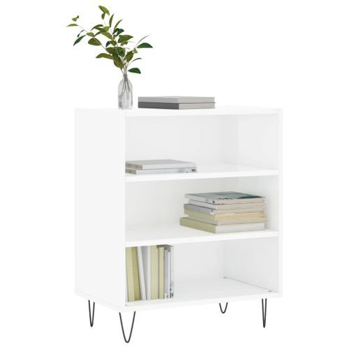 Buffet blanc brillant 57x35x70 cm bois d'ingénierie - Photo n°3; ?>