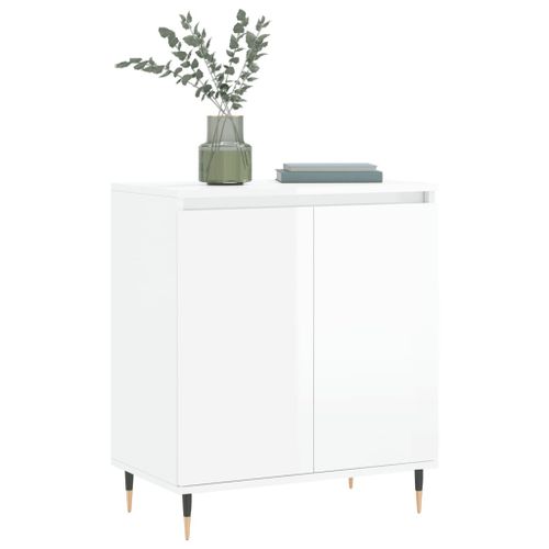 Buffet Blanc brillant 60x35x70 cm Bois d'ingénierie - Photo n°3; ?>