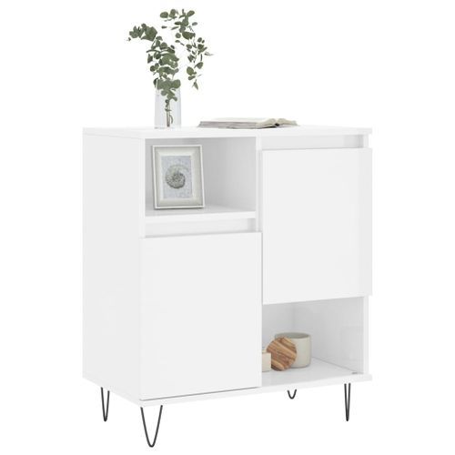 Buffet Blanc brillant 60x35x70 cm Bois d'ingénierie - Photo n°3; ?>