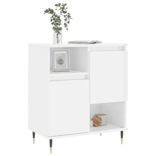 Buffet Blanc brillant 60x35x70 cm Bois d'ingénierie - Photo n°3; ?>