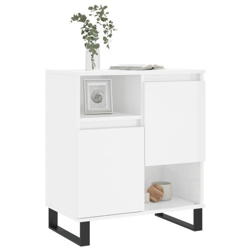 Buffet Blanc brillant 60x35x70 cm Bois d'ingénierie - Photo n°3; ?>