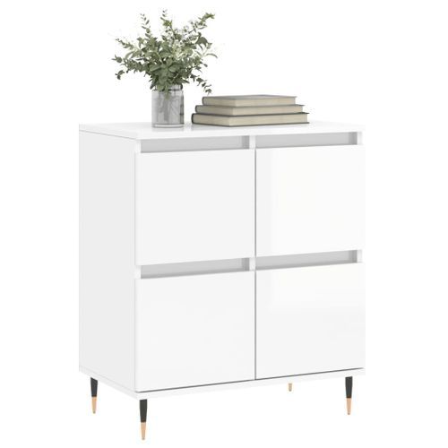 Buffet Blanc brillant 60x35x70 cm Bois d'ingénierie - Photo n°3; ?>