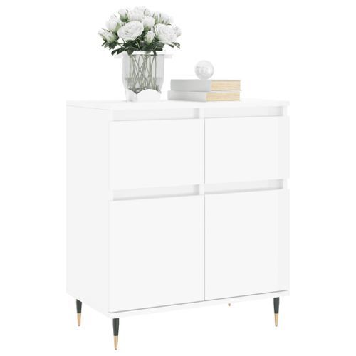 Buffet Blanc brillant 60x35x70 cm Bois d'ingénierie - Photo n°3; ?>