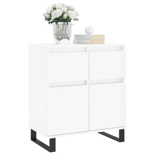 Buffet Blanc brillant 60x35x70 cm Bois d'ingénierie - Photo n°3; ?>