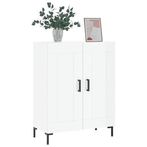 Buffet Blanc brillant 69,5x34x90 cm Bois d'ingénierie - Photo n°3; ?>