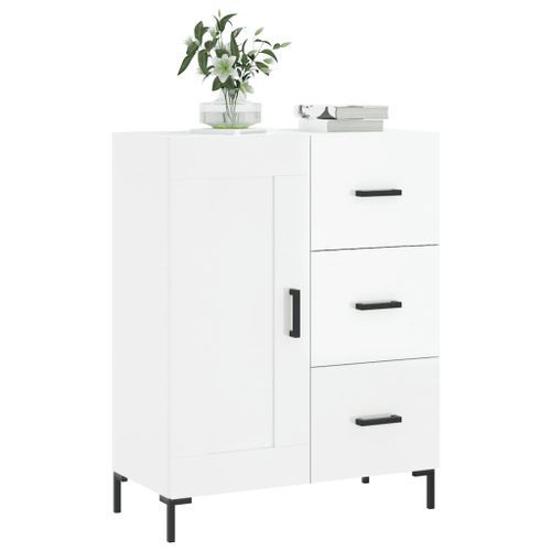 Buffet Blanc brillant 69,5x34x90 cm Bois d'ingénierie - Photo n°3; ?>