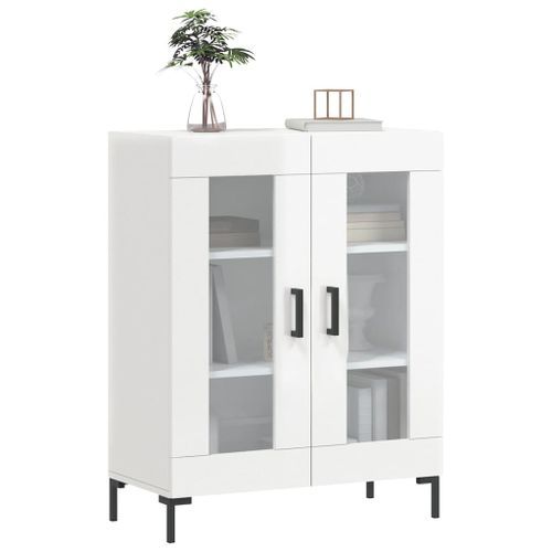 Buffet Blanc brillant 69,5x34x90 cm Bois d'ingénierie - Photo n°3; ?>