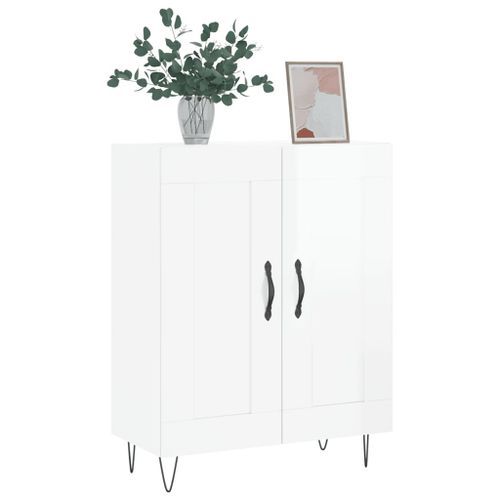 Buffet Blanc brillant 69,5x34x90 cm Bois d'ingénierie - Photo n°3; ?>