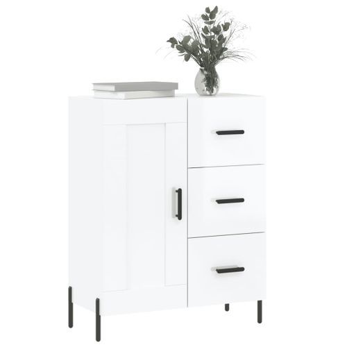 Buffet Blanc brillant 69,5x34x90 cm Bois d'ingénierie - Photo n°3; ?>