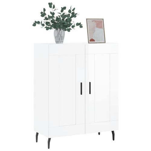 Buffet Blanc brillant 69,5x34x90 cm Bois d'ingénierie - Photo n°3; ?>