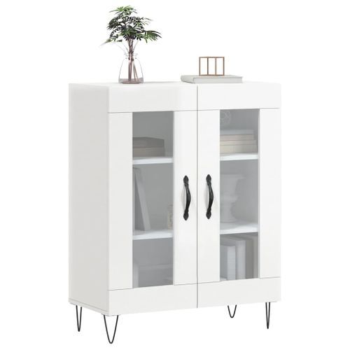 Buffet Blanc brillant 69,5x34x90 cm Bois d'ingénierie - Photo n°3; ?>