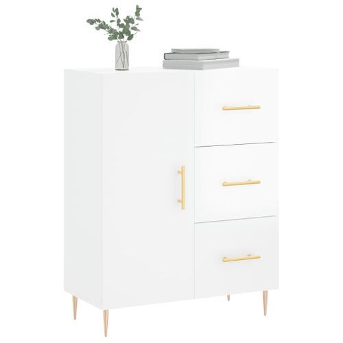 Buffet Blanc brillant 69,5x34x90 cm Bois d'ingénierie - Photo n°3; ?>