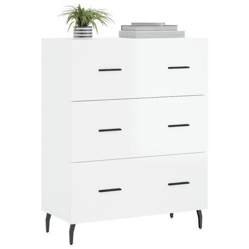 Buffet Blanc brillant 69,5x34x90 cm Bois d'ingénierie - Photo n°3; ?>