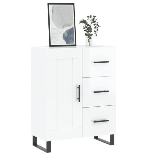 Buffet Blanc brillant 69,5x34x90 cm Bois d'ingénierie - Photo n°3; ?>