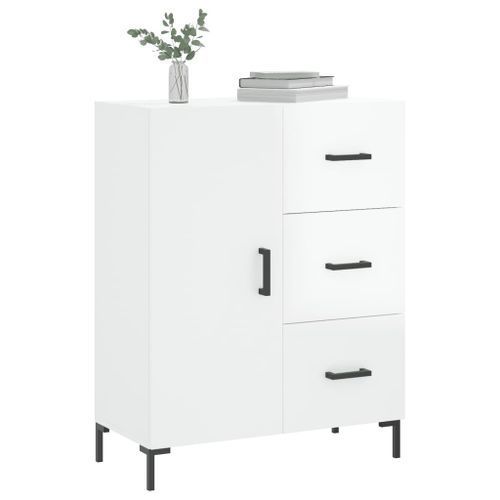 Buffet Blanc brillant 69,5x34x90 cm Bois d'ingénierie - Photo n°3; ?>