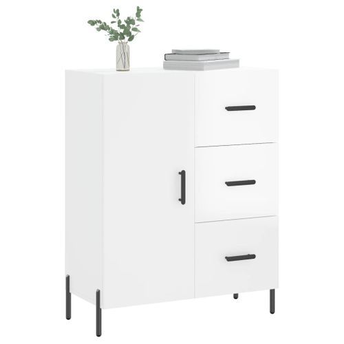 Buffet Blanc brillant 69,5x34x90 cm Bois d'ingénierie - Photo n°3; ?>