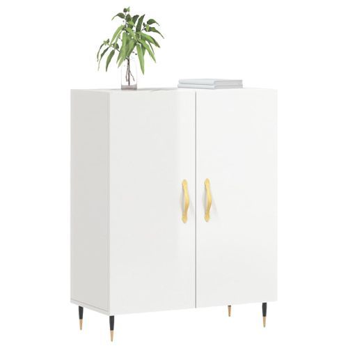 Buffet Blanc brillant 69,5x34x90 cm Bois d'ingénierie - Photo n°3; ?>