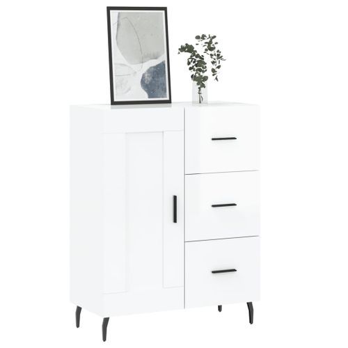 Buffet Blanc brillant 69,5x34x90 cm Bois d'ingénierie - Photo n°3; ?>