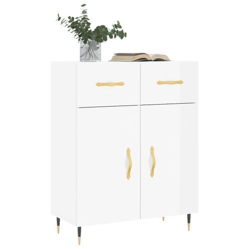 Buffet Blanc brillant 69,5x34x90 cm Bois d'ingénierie - Photo n°3; ?>