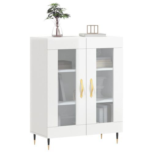 Buffet Blanc brillant 69,5x34x90 cm Bois d'ingénierie - Photo n°3; ?>