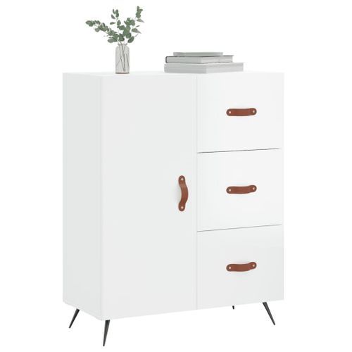 Buffet Blanc brillant 69,5x34x90 cm Bois d'ingénierie - Photo n°3; ?>