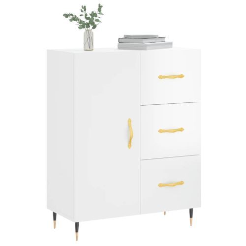 Buffet Blanc brillant 69,5x34x90 cm Bois d'ingénierie - Photo n°3; ?>