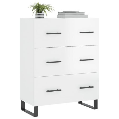 Buffet Blanc brillant 69,5x34x90 cm Bois d'ingénierie - Photo n°3; ?>