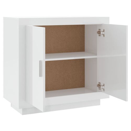 Buffet Blanc brillant 80x40x75 cm Bois d'ingénierie - Photo n°2; ?>