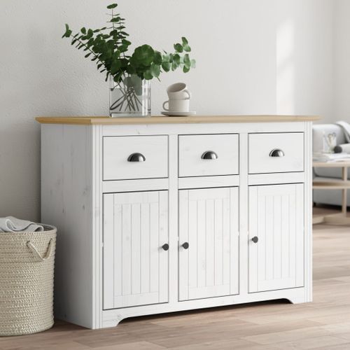 Buffet BODO blanc et marron 115x43x79,5 cm bois massif de pin - Photo n°2; ?>