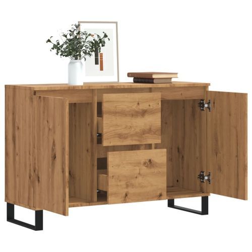 Buffet chêne artisanal 104x35x70 cm bois d'ingénierie - Photo n°3; ?>