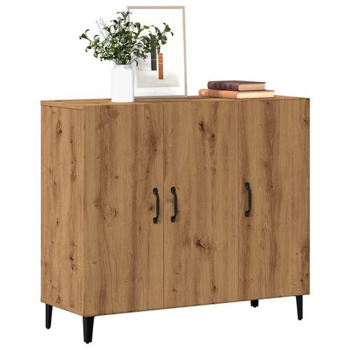 Buffet chêne artisanal 90x34x80 cm bois d'ingénierie - Photo n°3; ?>