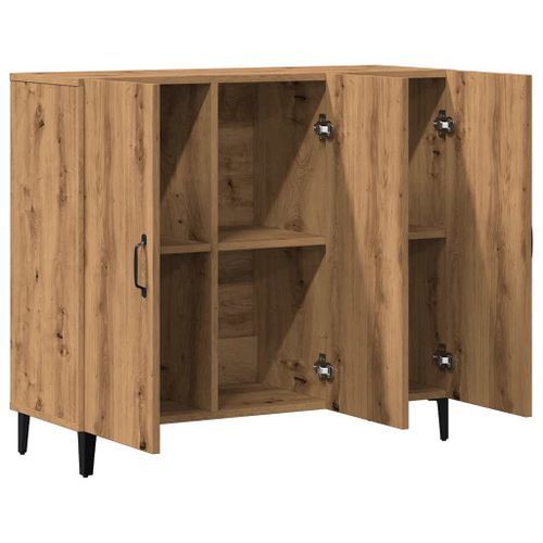 Buffet chêne artisanal 90x34x80 cm bois d'ingénierie - Photo n°2; ?>