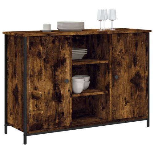 Buffet chêne fumé 100x35x70 cm bois d'ingénierie - Photo n°3; ?>