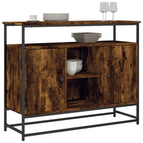 Buffet chêne fumé 100x35x80 cm bois d'ingénierie - Photo n°3; ?>