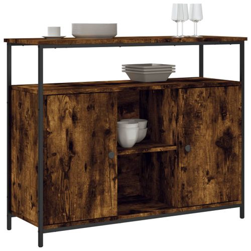 Buffet chêne fumé 100x35x80 cm bois d'ingénierie - Photo n°3; ?>