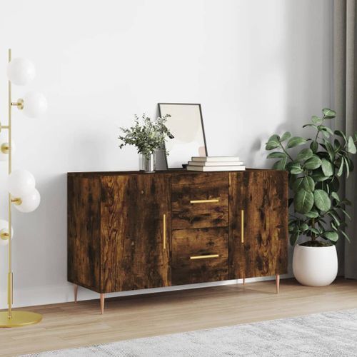 Buffet chêne fumé 100x36x60 cm bois d'ingénierie - Photo n°2; ?>