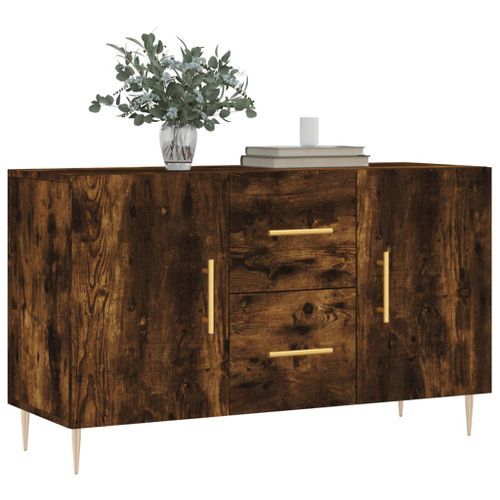 Buffet chêne fumé 100x36x60 cm bois d'ingénierie - Photo n°3; ?>