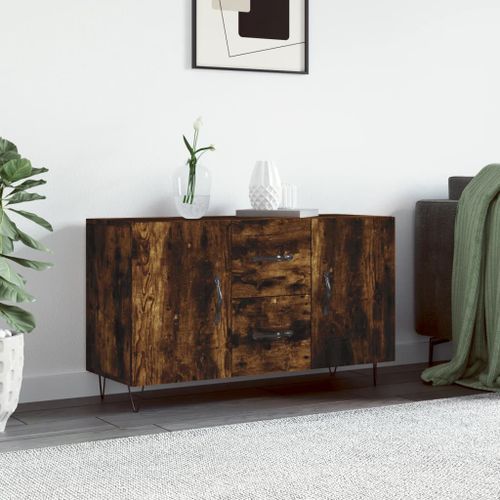 Buffet chêne fumé 100x36x60 cm bois d'ingénierie - Photo n°2; ?>